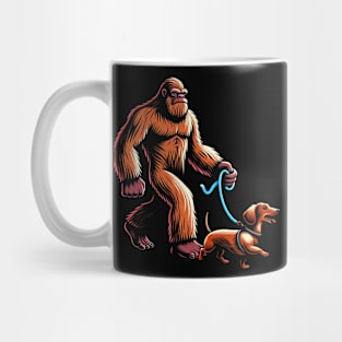 Dapper Bigfoot Walking Dachshunds Tee Triumph for Wiener Lovers Mug